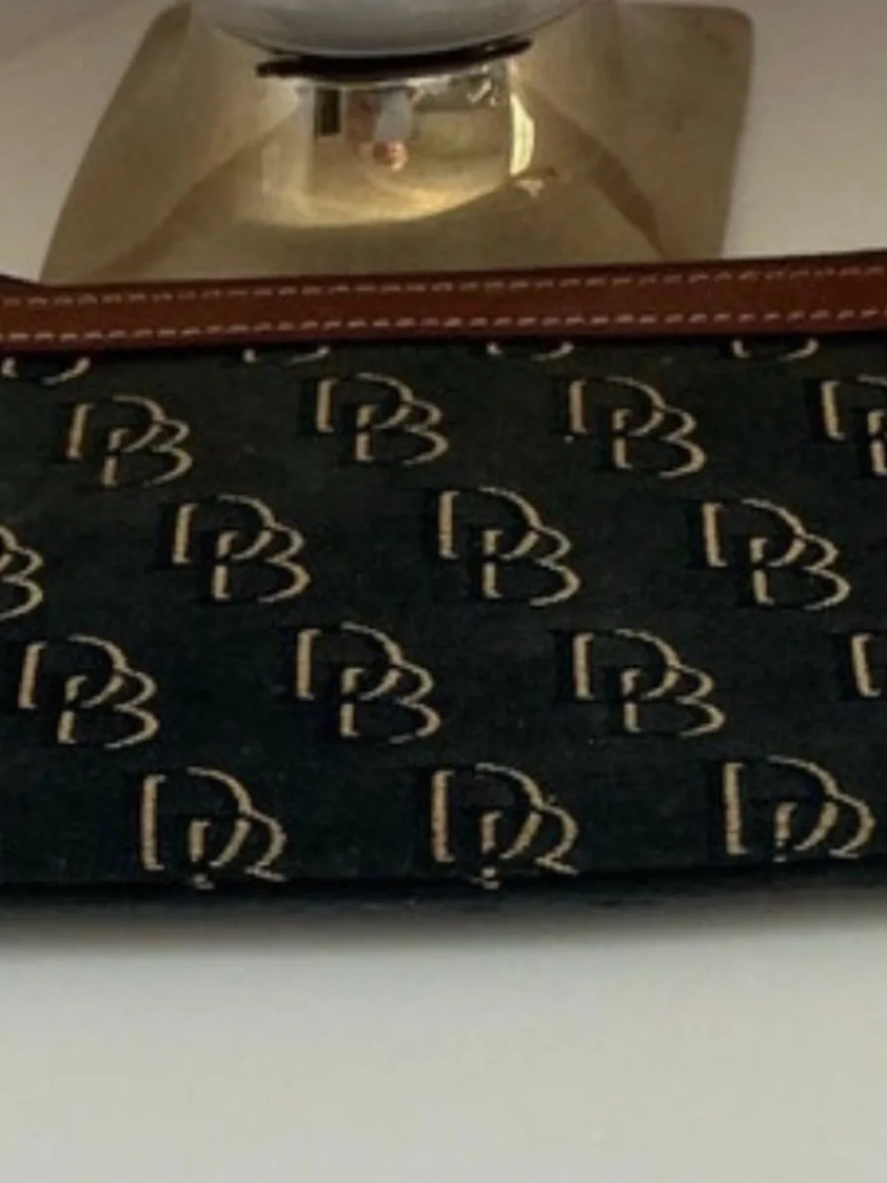 Dooney & Bourke Black DB Monogram Canvas Wristlet Clutch